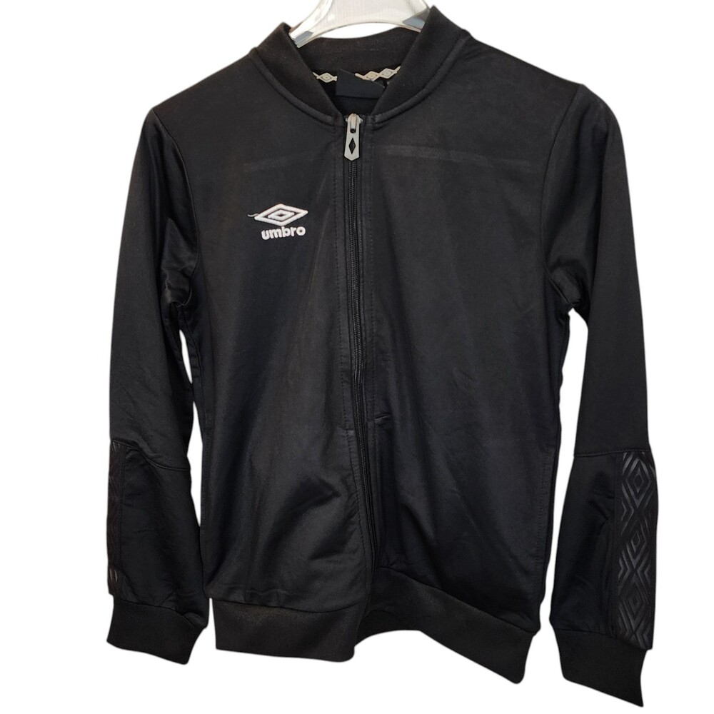 Umbro Youth Small Black Beauty Embossed Sleeve Full Zip Track Jacket Varsity 8